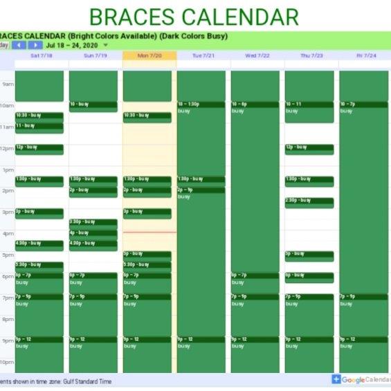 Braces Calendar